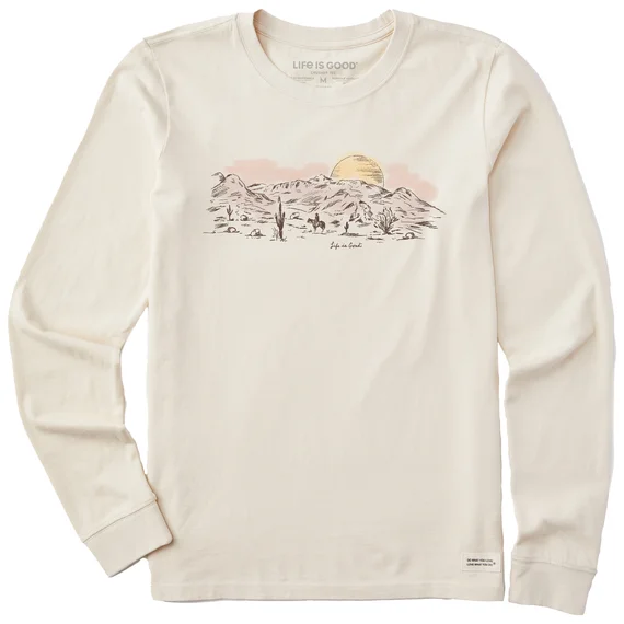 Women's Fineline Desert View Long-Sleeve Crusher Tee - Putty White