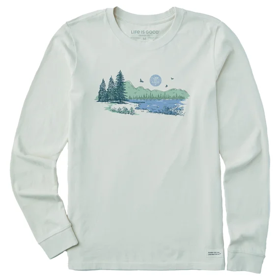 Women's Fineline Mountain Lake Long-Sleeve Crusher-LITE Tee - Fog Gray