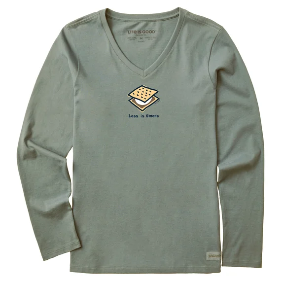 Women's Less is Smore Long-Sleeve Crusher Vee - Moss Green