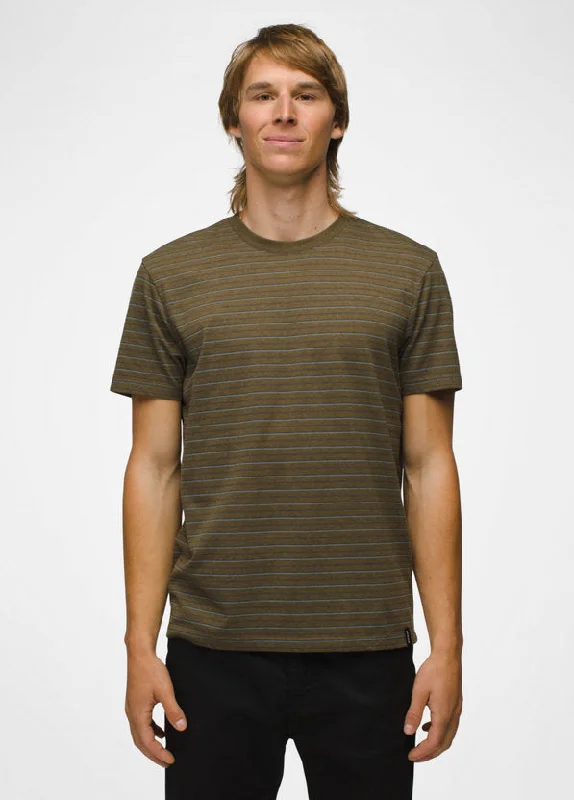 Men's prAna Crew T-Shirt - Cargo Green Stripe