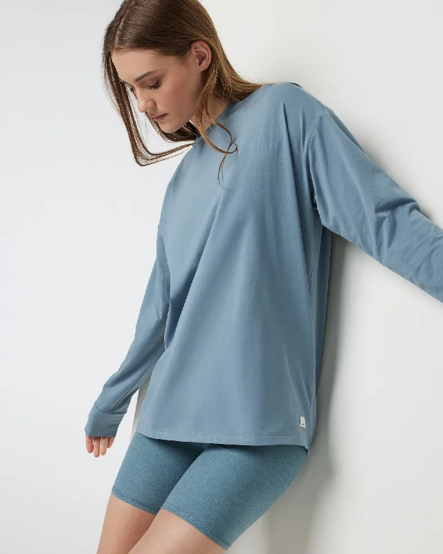 Women's Long-Sleeve Feather Tee - Smoke Blue